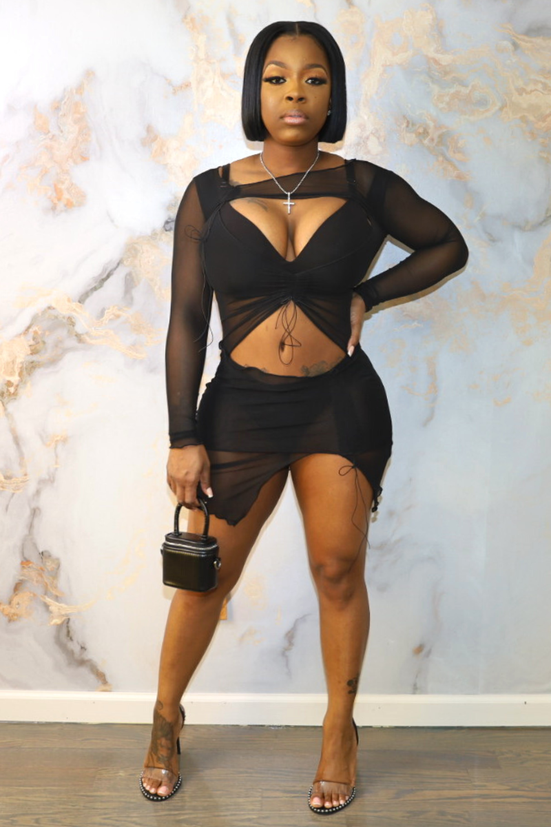 Drop it down sales low mesh dress